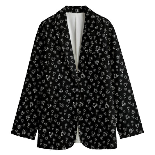 Diamond Pattern Print Women's Cotton Blazer
