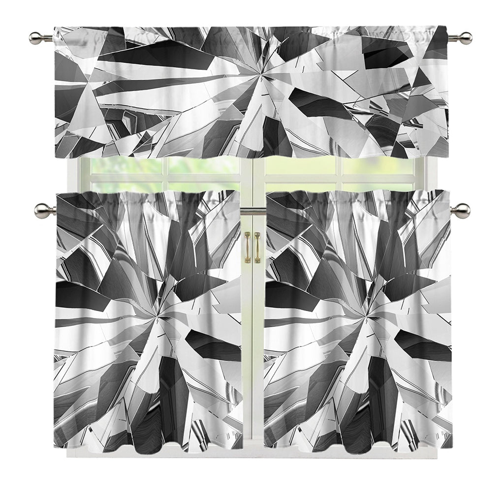 Diamond Print 3 Piece Kitchen Curtains