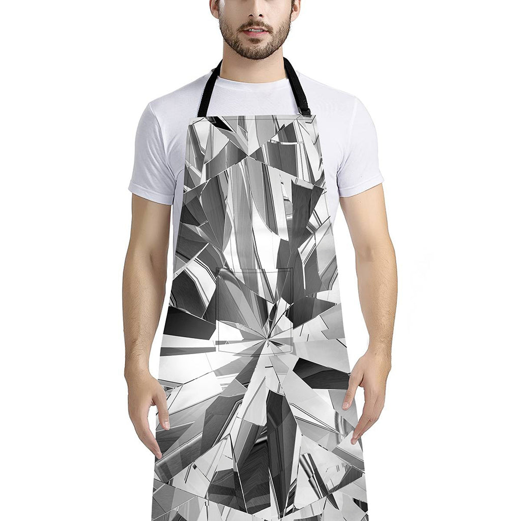 Diamond Print Bib Apron With Pocket