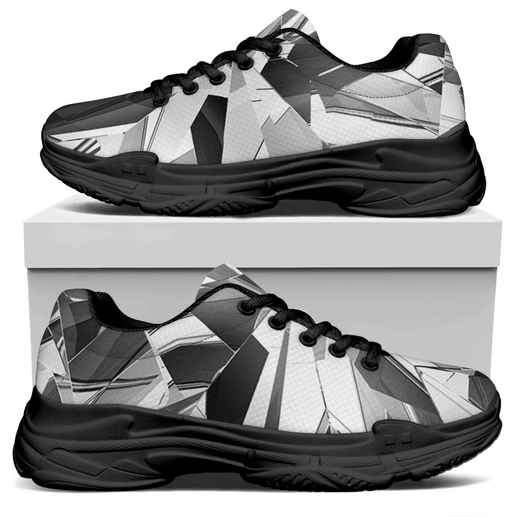 Diamond Print Black Chunky Shoes