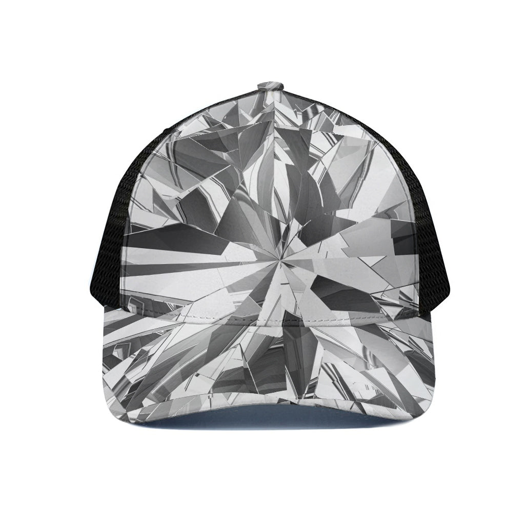 Diamond Print Black Mesh Trucker Cap