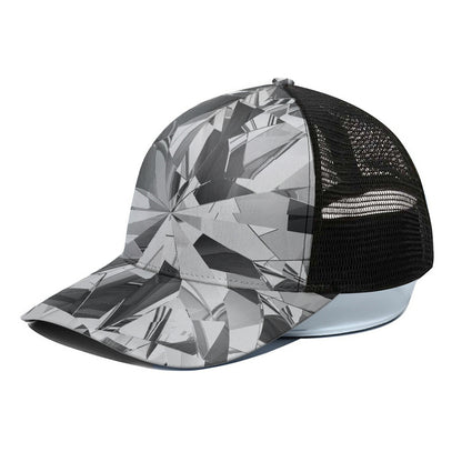 Diamond Print Black Mesh Trucker Cap
