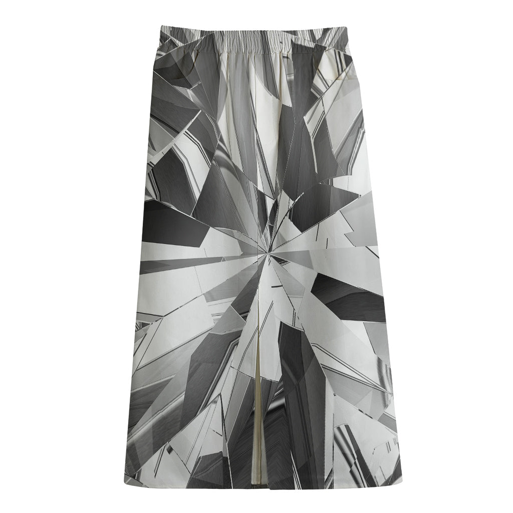 Diamond Print Cotton Front Slit Maxi Skirt