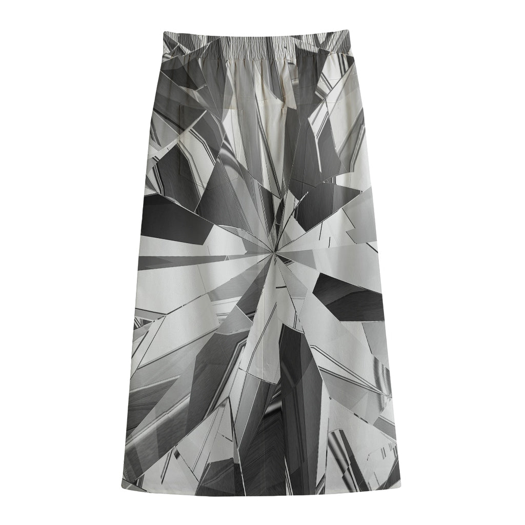 Diamond Print Cotton Front Slit Maxi Skirt