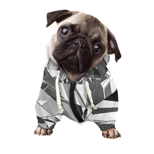Diamond Print Dog Zip Up Hoodie