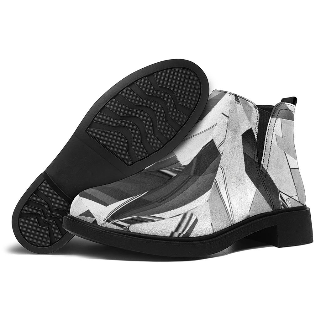 Diamond Print Flat Ankle Boots