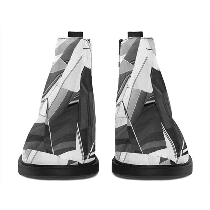 Diamond Print Flat Ankle Boots