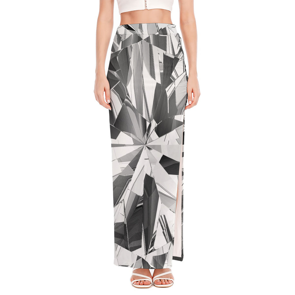 Diamond Print High Slit Maxi Skirt