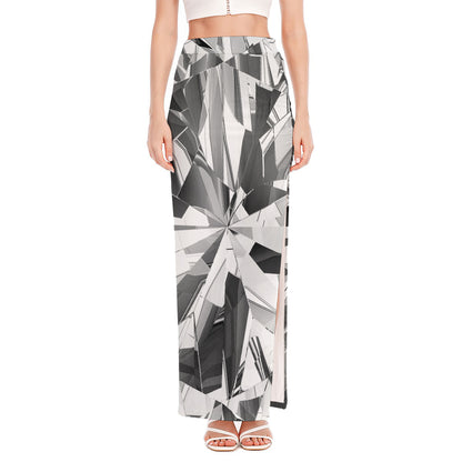 Diamond Print High Slit Maxi Skirt