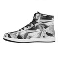 Diamond Print High Top Leather Sneakers