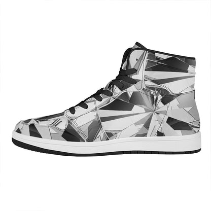 Diamond Print High Top Leather Sneakers