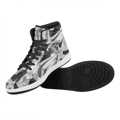 Diamond Print High Top Leather Sneakers