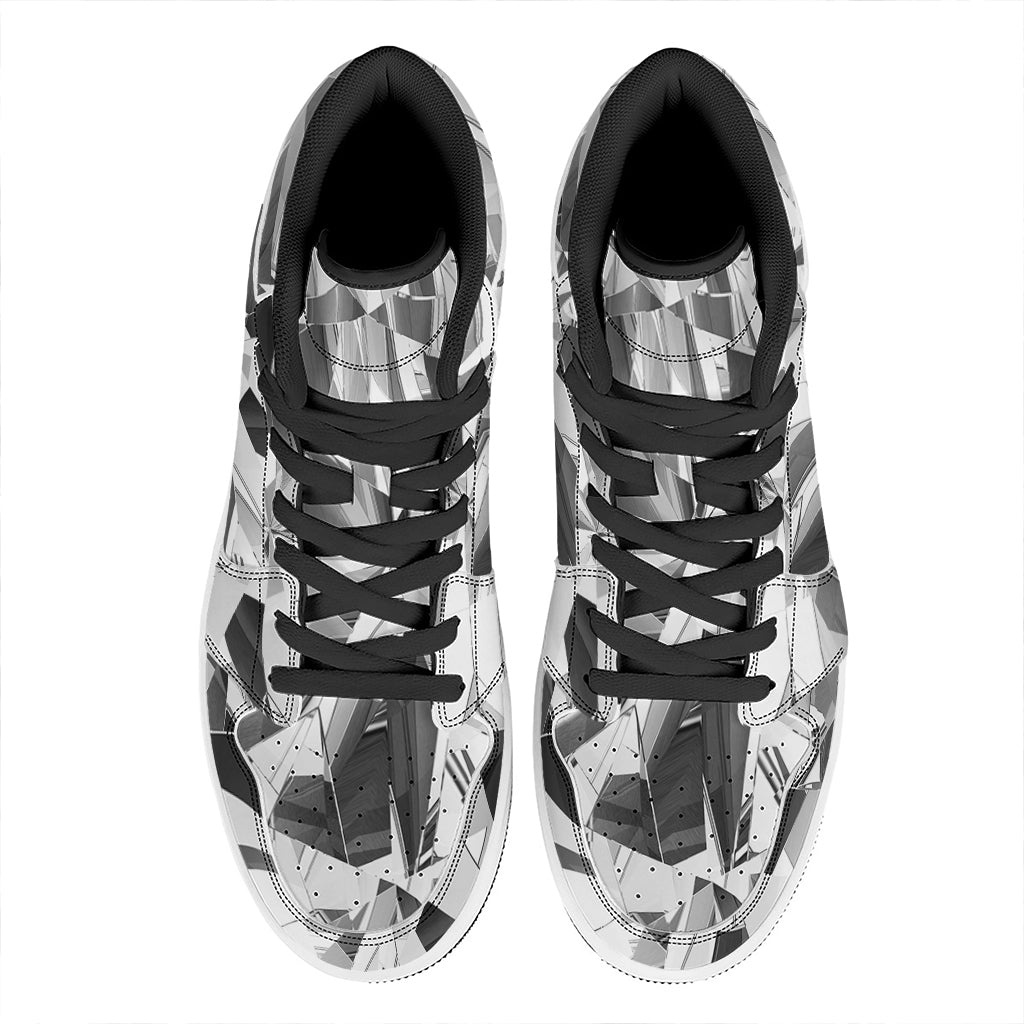 Diamond Print High Top Leather Sneakers