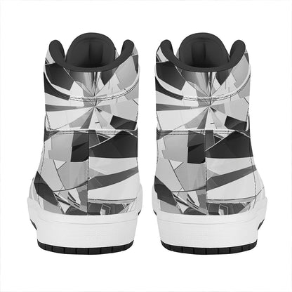 Diamond Print High Top Leather Sneakers