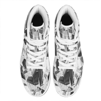 Diamond Print High Top Leather Sneakers
