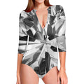 Diamond Print Long Sleeve Swimsuit