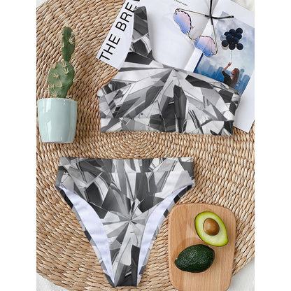 Diamond Print One Shoulder Bikini Top