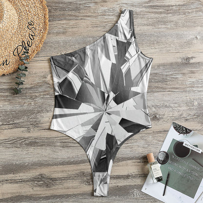 Diamond Print One Shoulder Bodysuit