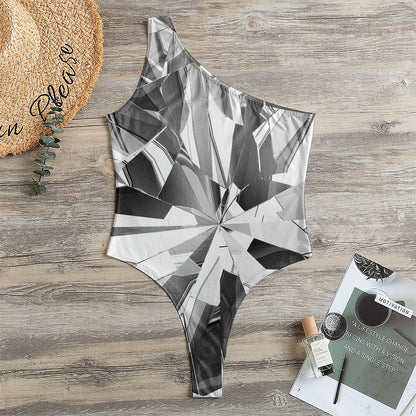 Diamond Print One Shoulder Bodysuit