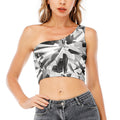 Diamond Print One Shoulder Crop Top