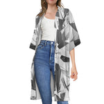 Diamond Print Open Front Beach Cover Up