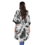 Diamond Print Open Front Beach Cover Up