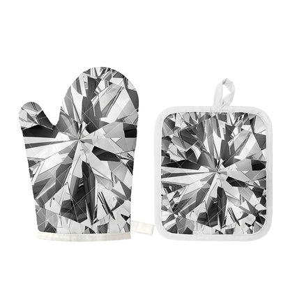 Diamond Print Oven Mitt And Pot Holder Set
