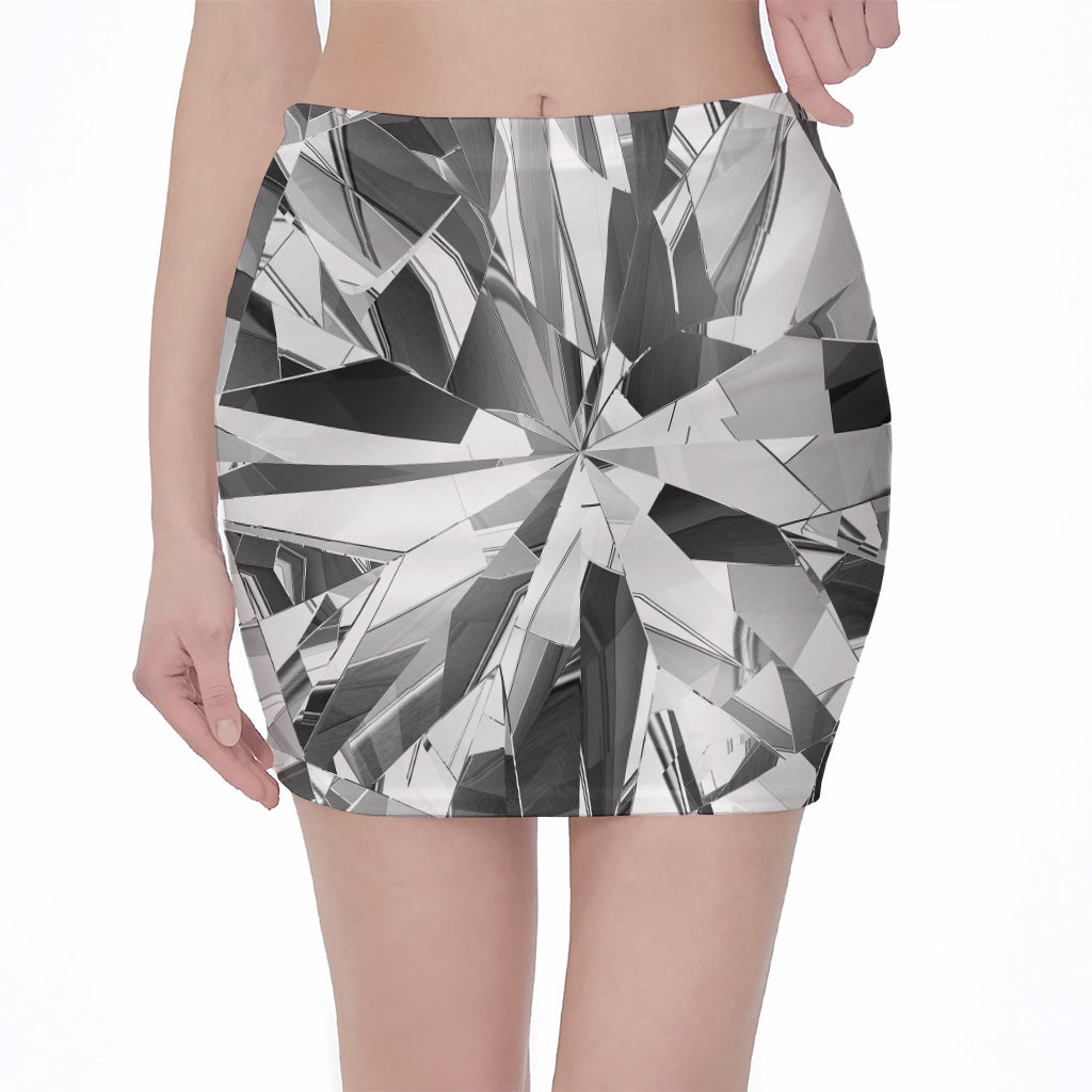 Diamond Print Pencil Mini Skirt