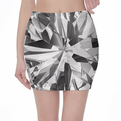 Diamond Print Pencil Mini Skirt