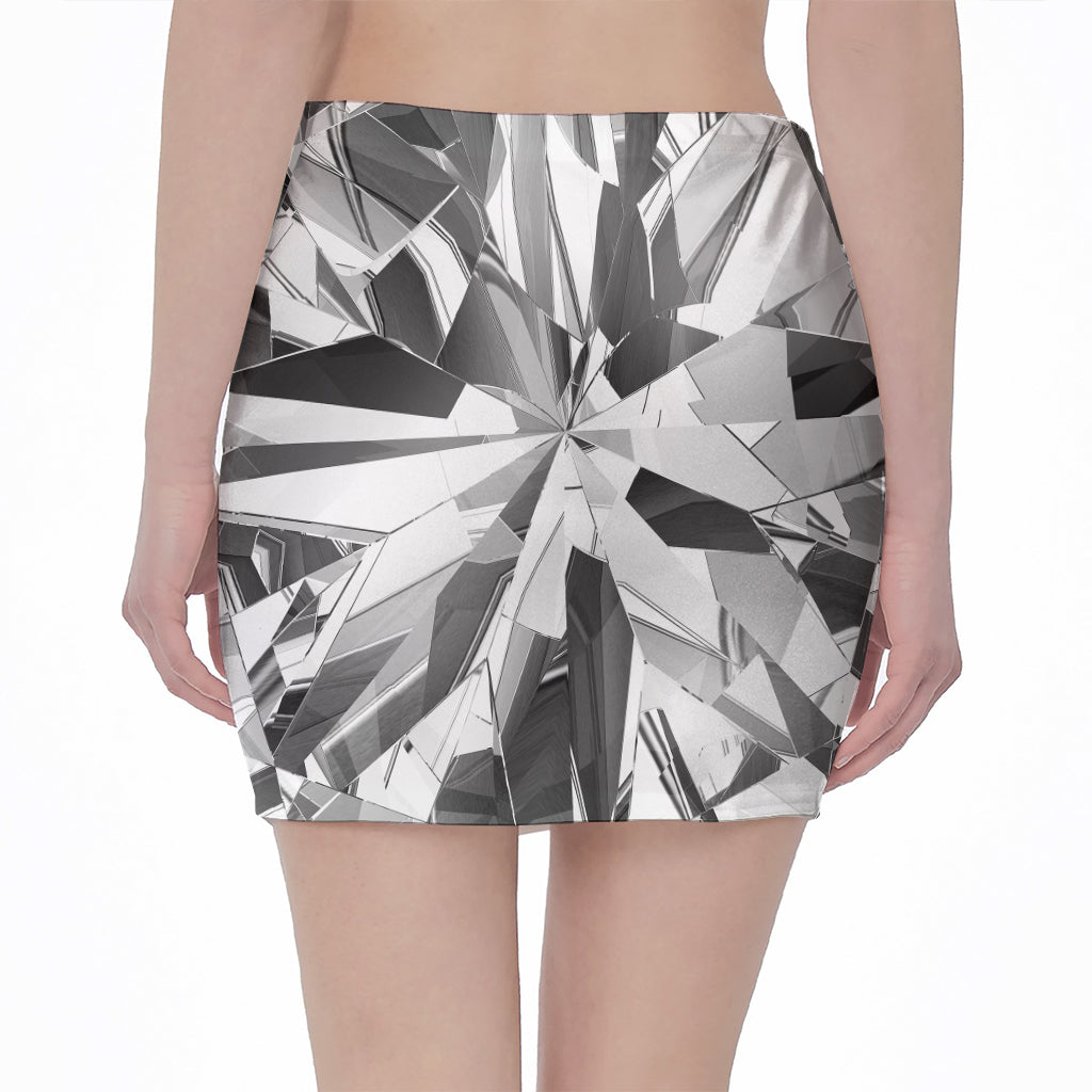 Diamond Print Pencil Mini Skirt