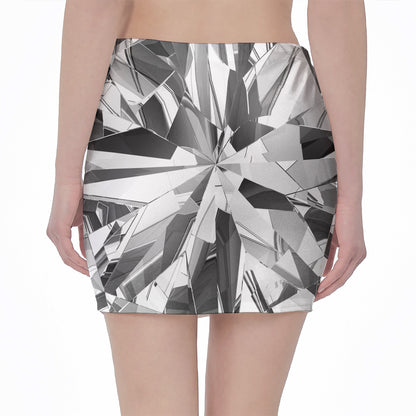 Diamond Print Pencil Mini Skirt