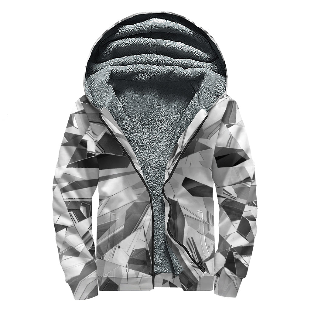 Diamond Print Sherpa Lined Zip Up Hoodie