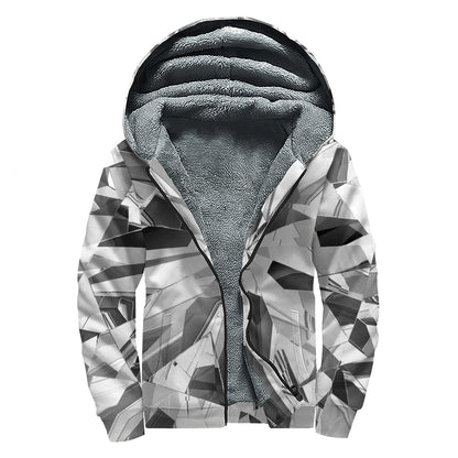 Diamond Print Sherpa Lined Zip Up Hoodie