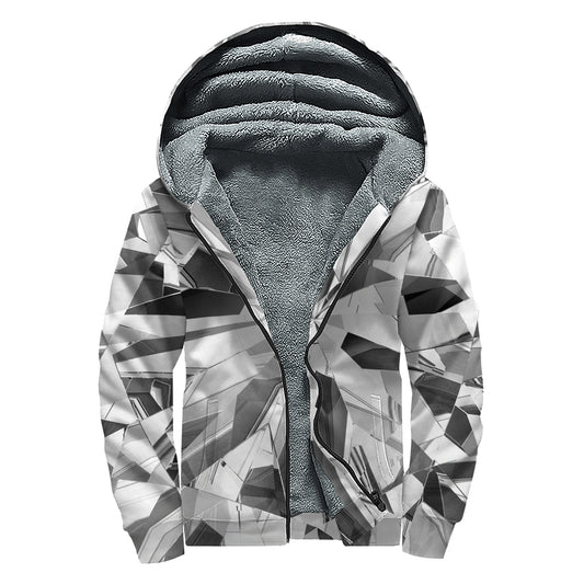 Diamond Print Sherpa Lined Zip Up Hoodie