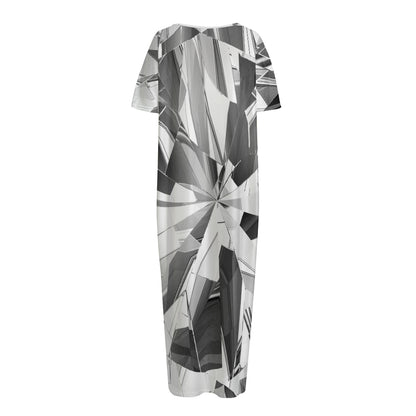 Diamond Print Short Sleeve Long Nightdress