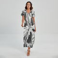 Diamond Print Short Sleeve Maxi Dress