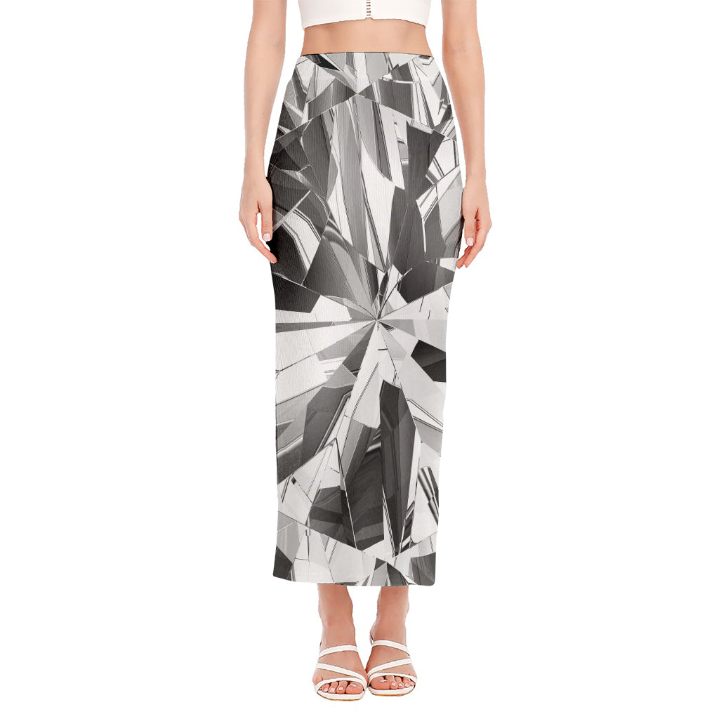 Diamond Print Side Slit Maxi Skirt