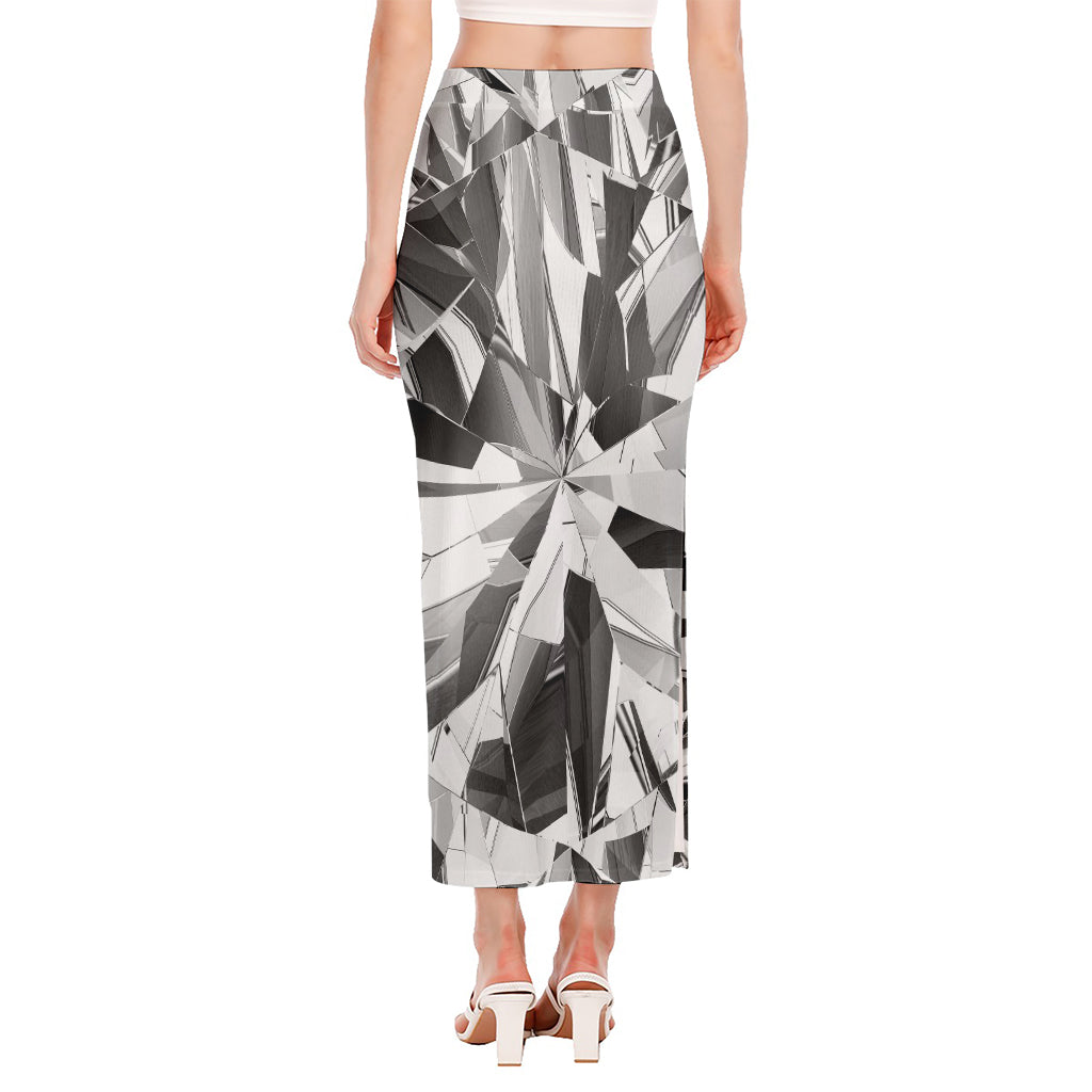 Diamond Print Side Slit Maxi Skirt
