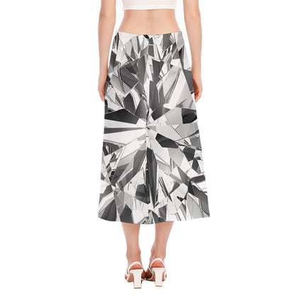Diamond Print Side Slit Midi Skirt