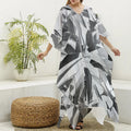 Diamond Print Silk V-Neck Kaftan Dress