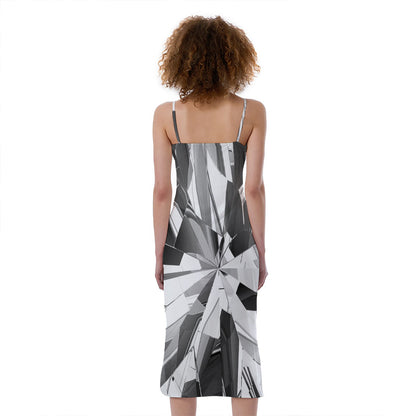 Diamond Print Slim Fit Midi Cami Dress