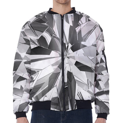 Diamond Print Zip Sleeve Bomber Jacket