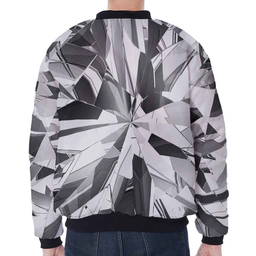 Diamond Print Zip Sleeve Bomber Jacket