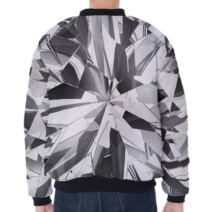 Diamond Print Zip Sleeve Bomber Jacket