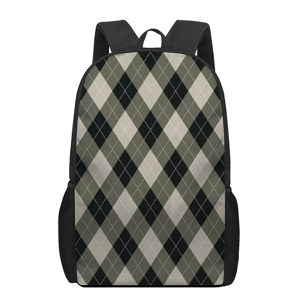 Diamond Shapes Argyle Pattern Print 17 Inch Backpack