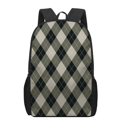 Diamond Shapes Argyle Pattern Print 17 Inch Backpack