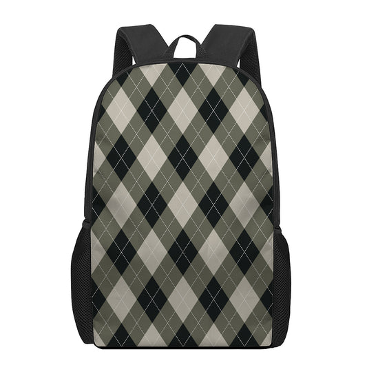 Diamond Shapes Argyle Pattern Print 17 Inch Backpack