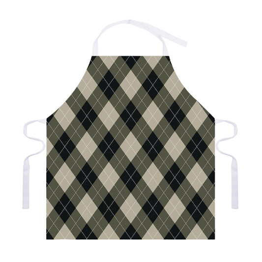 Diamond Shapes Argyle Pattern Print Adjustable Apron