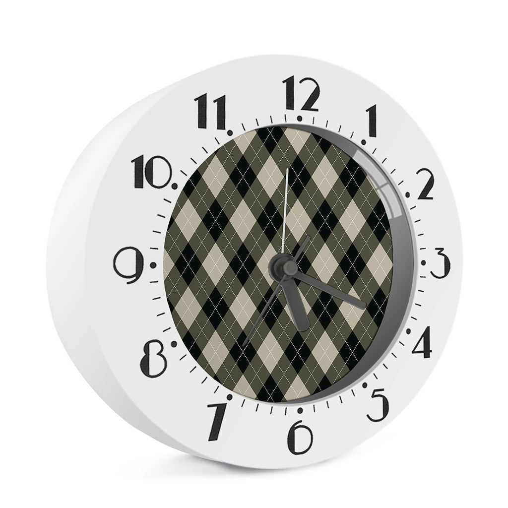 Diamond Shapes Argyle Pattern Print Alarm Clock
