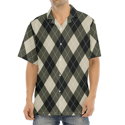 Diamond Shapes Argyle Pattern Print Aloha Shirt